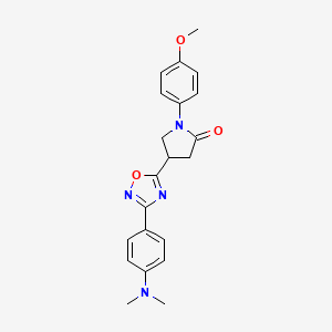 molecular formula C21H22N4O3 B2922827 4-(3-(4-(Dimethylamino)phenyl)-1,2,4-oxadiazol-5-yl)-1-(4-methoxyphenyl)pyrrolidin-2-one CAS No. 941893-30-7
