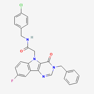 2-(3-benzyl-8-fluoro-4-oxo-3H-pyrimido[5,4-b]indol-5(4H)-yl)-N-(4-chlorobenzyl)acetamide