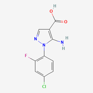 molecular formula C10H7ClFN3O2 B2922866 5-amino-1-(4-chloro-2-fluorophenyl)-1H-pyrazole-4-carboxylic acid CAS No. 1026330-16-4
