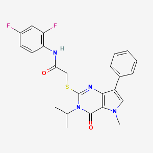 molecular formula C24H22F2N4O2S B2922868 N-(2,4-difluorophenyl)-2-((3-isopropyl-5-methyl-4-oxo-7-phenyl-4,5-dihydro-3H-pyrrolo[3,2-d]pyrimidin-2-yl)thio)acetamide CAS No. 1115371-06-6
