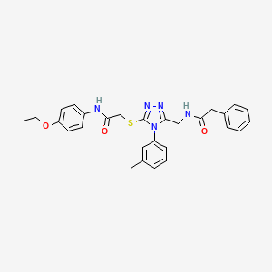 molecular formula C28H29N5O3S B2922877 N-(4-ethoxyphenyl)-2-((5-((2-phenylacetamido)methyl)-4-(m-tolyl)-4H-1,2,4-triazol-3-yl)thio)acetamide CAS No. 391950-11-1
