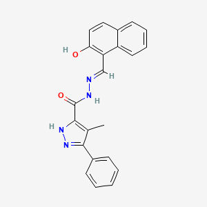 molecular formula C22H18N4O2 B2922896 (E)-N'-((2-hydroxynaphthalen-1-yl)methylene)-4-methyl-3-phenyl-1H-pyrazole-5-carbohydrazide CAS No. 1285603-04-4