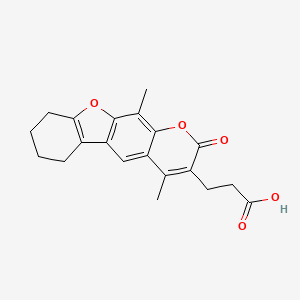 molecular formula C20H20O5 B2922907 3-(4,11-dimethyl-2-oxo-6,7,8,9-tetrahydro-2H-[1]benzofuro[3,2-g]chromen-3-yl)propanoic acid CAS No. 777857-61-1