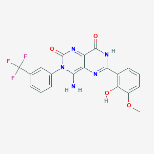 molecular formula C20H14F3N5O4 B2922916 6-(2-羟基-3-甲氧基苯基)-4-亚氨基-3-(3-(三氟甲基)苯基)-1,3,7-三氢-5,7-二氮杂喹唑啉-2,8-二酮 CAS No. 1119391-74-0
