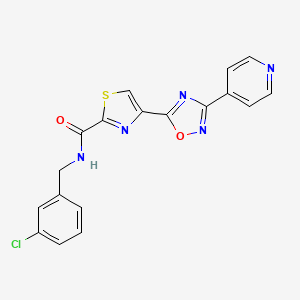 molecular formula C18H12ClN5O2S B2922923 N~2~-(3-chlorobenzyl)-4-[3-(4-pyridyl)-1,2,4-oxadiazol-5-yl]-1,3-thiazole-2-carboxamide CAS No. 1251556-52-1