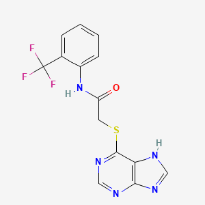 molecular formula C14H10F3N5OS B2922929 2-(9H-Purin-6-ylsulfanyl)-N-(2-trifluoromethyl-phenyl)-acetamide CAS No. 724450-95-7