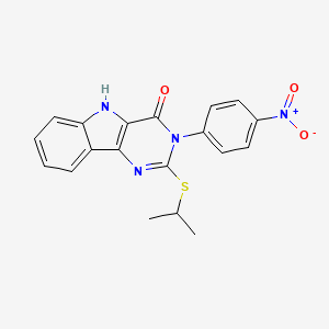 molecular formula C19H16N4O3S B2922930 2-(isopropylthio)-3-(4-nitrophenyl)-3H-pyrimido[5,4-b]indol-4(5H)-one CAS No. 536717-22-3
