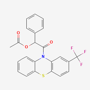 molecular formula C23H16F3NO3S B2922940 2-oxo-1-phenyl-2-[2-(trifluoromethyl)-10H-phenothiazin-10-yl]ethyl acetate CAS No. 1260895-08-6