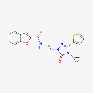 molecular formula C20H18N4O3S B2922953 N-(2-(4-环丙基-5-氧代-3-(噻吩-2-基)-4,5-二氢-1H-1,2,4-三唑-1-基)乙基)苯并呋喃-2-甲酰胺 CAS No. 1448071-64-4