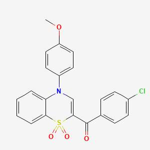 molecular formula C22H16ClNO4S B2922957 (4-氯苯基)[4-(4-甲氧基苯基)-1,1-二氧化-4H-1,4-苯并噻嗪-2-基]甲酮 CAS No. 1114886-47-3