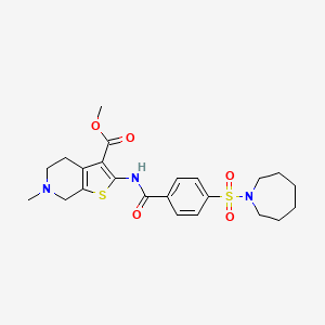 molecular formula C23H29N3O5S2 B2922958 2-(4-(氮杂环庚-1-磺酰基)苯甲酰胺)-6-甲基-4,5,6,7-四氢噻吩并[2,3-c]吡啶-3-羧酸甲酯 CAS No. 524679-90-1