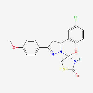 molecular formula C19H16ClN3O3S B2922960 9-chloro-2-(4-methoxyphenyl)-1,10b-dihydro-2'H-spiro[pyrazolo[1,5-c][1,3]benzoxazine-5,4'-[1,3]thiazolidin]-2'-one CAS No. 676239-59-1