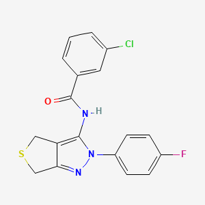 molecular formula C18H13ClFN3OS B2922963 3-chloro-N-(2-(4-fluorophenyl)-4,6-dihydro-2H-thieno[3,4-c]pyrazol-3-yl)benzamide CAS No. 450342-86-6