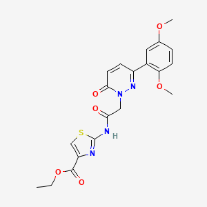 molecular formula C20H20N4O6S B2922965 ethyl 2-(2-(3-(2,5-dimethoxyphenyl)-6-oxopyridazin-1(6H)-yl)acetamido)thiazole-4-carboxylate CAS No. 1257549-52-2