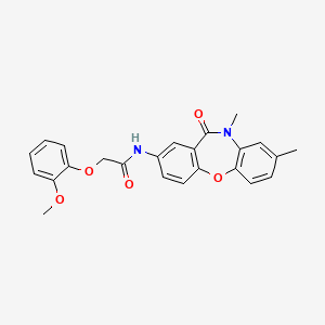 molecular formula C24H22N2O5 B2922969 N-(8,10-二甲基-11-氧代-10,11-二氢二苯并[b,f][1,4]恶氮杂䓬-2-基)-2-(2-甲氧基苯氧基)乙酰胺 CAS No. 922009-68-5