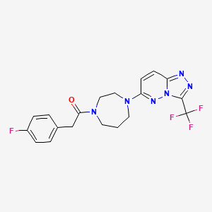 molecular formula C19H18F4N6O B2922970 2-(4-Fluorophenyl)-1-[4-[3-(trifluoromethyl)-[1,2,4]triazolo[4,3-b]pyridazin-6-yl]-1,4-diazepan-1-yl]ethanone CAS No. 2380087-20-5