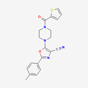 molecular formula C20H18N4O2S B2922972 2-(4-甲基苯基)-5-[4-(噻吩-2-基羰基)哌嗪-1-基]-1,3-恶唑-4-腈 CAS No. 946308-15-2