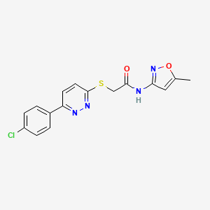 molecular formula C16H13ClN4O2S B2922974 2-((6-(4-chlorophenyl)pyridazin-3-yl)thio)-N-(5-methylisoxazol-3-yl)acetamide CAS No. 626224-22-4