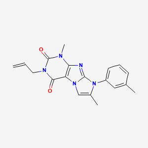 molecular formula C19H19N5O2 B2922982 3-烯丙基-1,7-二甲基-8-(间甲苯基)-1H-咪唑并[2,1-f]嘌呤-2,4(3H,8H)-二酮 CAS No. 887464-37-1