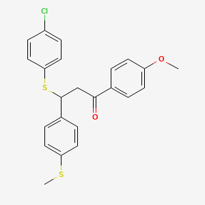 molecular formula C23H21ClO2S2 B2922986 3-[(4-氯苯基)硫代]-1-(4-甲氧基苯基)-3-[4-(甲硫代)苯基]-1-丙酮 CAS No. 303091-30-7