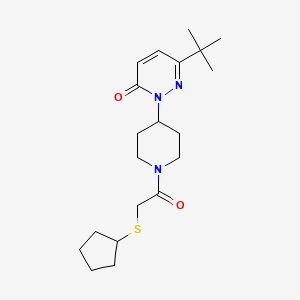 B2922991 6-Tert-butyl-2-[1-(2-cyclopentylsulfanylacetyl)piperidin-4-yl]pyridazin-3-one CAS No. 2379995-65-8