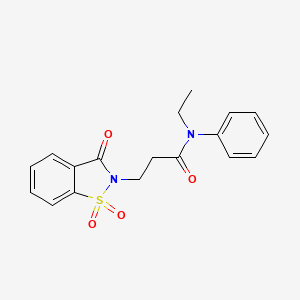 molecular formula C18H18N2O4S B2922995 N-ethyl-N-phenyl-3-(1,1,3-trioxo-1,2-benzothiazol-2-yl)propanamide CAS No. 899954-56-4