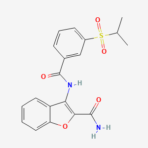 molecular formula C19H18N2O5S B2922999 3-(3-(Isopropylsulfonyl)benzamido)benzofuran-2-carboxamide CAS No. 900009-64-5