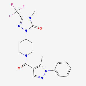 4-methyl-1-(1-(5-methyl-1-phenyl-1H-pyrazole-4-carbonyl)piperidin-4-yl)-3-(trifluoromethyl)-1H-1,2,4-triazol-5(4H)-one