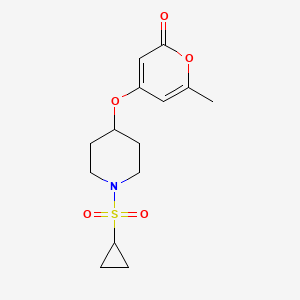 molecular formula C14H19NO5S B2923031 4-((1-(环丙基磺酰基)哌啶-4-基)氧基)-6-甲基-2H-吡喃-2-酮 CAS No. 1795481-23-0
