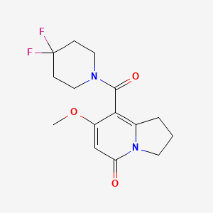 molecular formula C15H18F2N2O3 B2923048 8-(4,4-difluoropiperidine-1-carbonyl)-7-methoxy-2,3-dihydroindolizin-5(1H)-one CAS No. 2034329-03-6