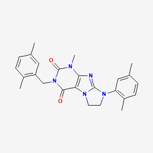 molecular formula C25H27N5O2 B2923049 8-(2,5-二甲基苯基)-3-[(2,5-二甲基苯基)甲基]-1-甲基-1,3,5-三氢咪唑并[1,2-h]嘌呤-2,4-二酮 CAS No. 938761-38-7
