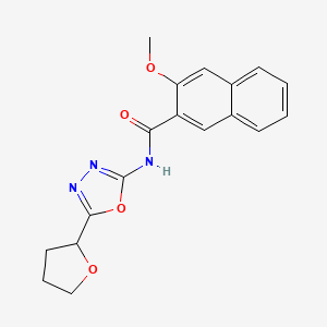 molecular formula C18H17N3O4 B2923058 3-methoxy-N-(5-(tetrahydrofuran-2-yl)-1,3,4-oxadiazol-2-yl)-2-naphthamide CAS No. 921586-71-2
