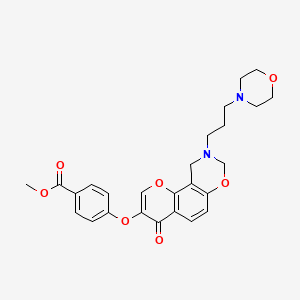 molecular formula C26H28N2O7 B2923060 Methyl 4-((9-(3-morpholinopropyl)-4-oxo-4,8,9,10-tetrahydrochromeno[8,7-e][1,3]oxazin-3-yl)oxy)benzoate CAS No. 951966-25-9