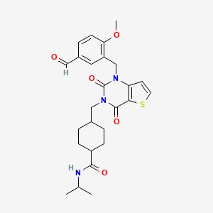 4-((1-(5-formyl-2-methoxybenzyl)-2,4-dioxo-1,2-dihydrothieno[3,2-d]pyrimidin-3(4H)-yl)methyl)-N-isopropylcyclohexanecarboxamide