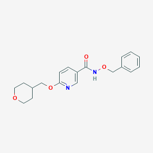 molecular formula C19H22N2O4 B2923063 N-(苄氧基)-6-((四氢-2H-吡喃-4-基)甲氧基)烟酰胺 CAS No. 2034295-70-8