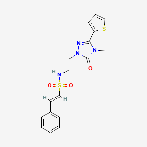 molecular formula C17H18N4O3S2 B2923073 (E)-N-(2-(4-methyl-5-oxo-3-(thiophen-2-yl)-4,5-dihydro-1H-1,2,4-triazol-1-yl)ethyl)-2-phenylethenesulfonamide CAS No. 1203438-63-4