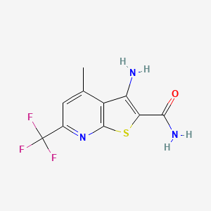 molecular formula C10H8F3N3OS B2923086 3-Amino-4-methyl-6-(trifluoromethyl)thieno[2,3-b]pyridine-2-carboxamide CAS No. 255909-24-1