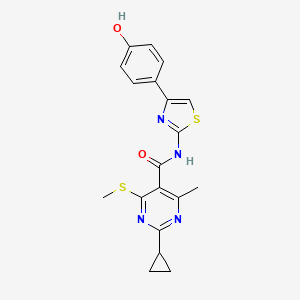 2-cyclopropyl-N-[4-(4-hydroxyphenyl)-1,3-thiazol-2-yl]-4-methyl-6-(methylsulfanyl)pyrimidine-5-carboxamide