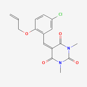 molecular formula C16H15ClN2O4 B2923105 5-[2-(allyloxy)-5-chlorobenzylidene]-1,3-dimethylpyrimidine-2,4,6(1H,3H,5H)-trione CAS No. 328562-55-6