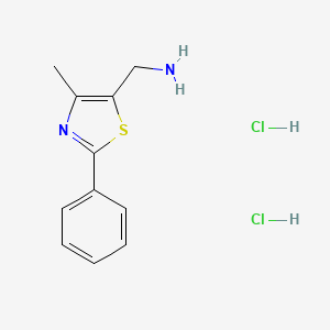 molecular formula C11H14Cl2N2S B2923110 (4-Methyl-2-phenyl-1,3-thiazol-5-yl)methanamine dihydrochloride CAS No. 2095409-47-3