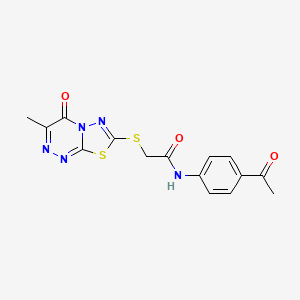 molecular formula C15H13N5O3S2 B2923111 N-(4-acetylphenyl)-2-[(3-methyl-4-oxo-[1,3,4]thiadiazolo[2,3-c][1,2,4]triazin-7-yl)sulfanyl]acetamide CAS No. 869074-12-4