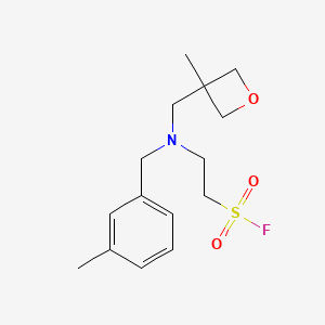 molecular formula C15H22FNO3S B2923112 2-[(3-Methyloxetan-3-yl)methyl-[(3-methylphenyl)methyl]amino]ethanesulfonyl fluoride CAS No. 2411200-02-5