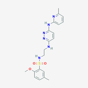 molecular formula C20H24N6O3S B2923115 2-methoxy-5-methyl-N-(2-((6-((6-methylpyridin-2-yl)amino)pyridazin-3-yl)amino)ethyl)benzenesulfonamide CAS No. 1021072-94-5