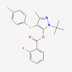 1-(tert-butyl)-3-methyl-4-(p-tolylthio)-1H-pyrazol-5-yl 2-fluorobenzoate