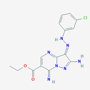 ethyl (3Z)-2-amino-3-[(3-chlorophenyl)hydrazinylidene]-7-iminopyrazolo[1,5-a]pyrimidine-6-carboxylate