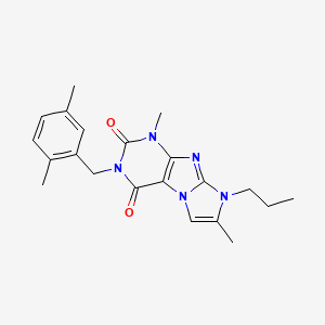 molecular formula C21H25N5O2 B2923123 3-(2,5-dimethylbenzyl)-1,7-dimethyl-8-propyl-1H-imidazo[2,1-f]purine-2,4(3H,8H)-dione CAS No. 877810-59-8