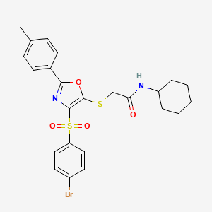 2-{[4-(4-BROMOBENZENESULFONYL)-2-(4-METHYLPHENYL)-1,3-OXAZOL-5-YL]SULFANYL}-N-CYCLOHEXYLACETAMIDE