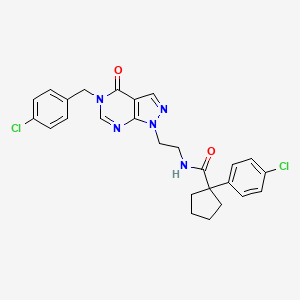 molecular formula C26H25Cl2N5O2 B2923134 N-(2-(5-(4-chlorobenzyl)-4-oxo-4,5-dihydro-1H-pyrazolo[3,4-d]pyrimidin-1-yl)ethyl)-1-(4-chlorophenyl)cyclopentanecarboxamide CAS No. 921912-50-7