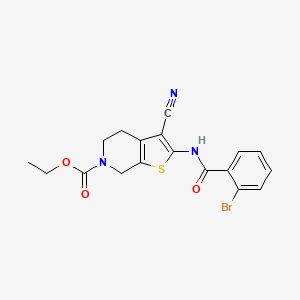 molecular formula C18H16BrN3O3S B2923140 ethyl 2-(2-bromobenzamido)-3-cyano-4,5-dihydrothieno[2,3-c]pyridine-6(7H)-carboxylate CAS No. 864926-94-3
