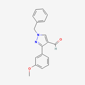 molecular formula C18H16N2O2 B2923145 1-benzyl-3-(3-methoxyphenyl)-1H-pyrazole-4-carbaldehyde CAS No. 956360-54-6